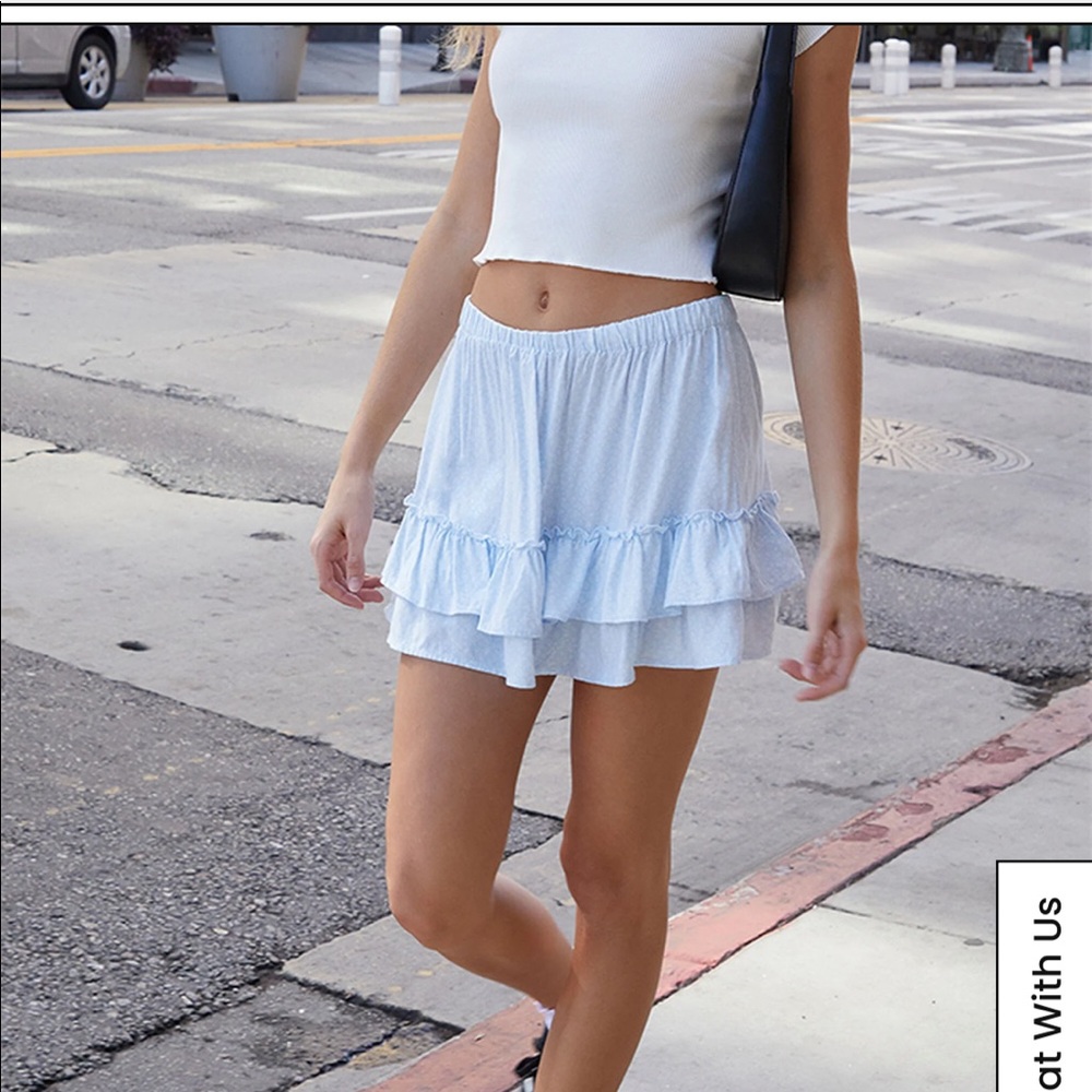 Baby blue floral summer skirt